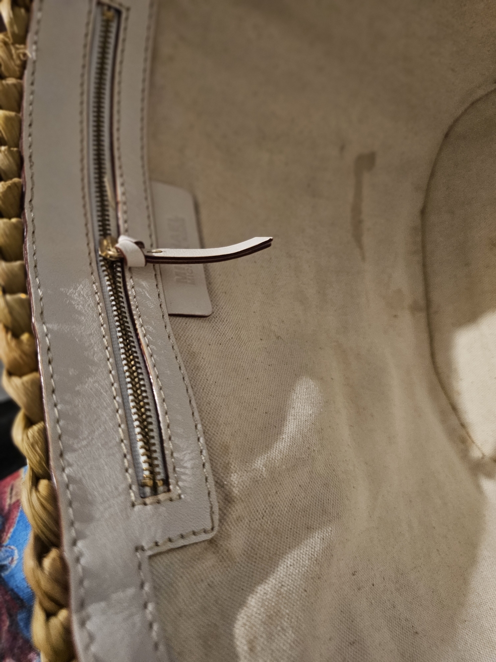 Michael Kors XL Woven Santorini Beach Bag with White Trim - Picture 12 of 13